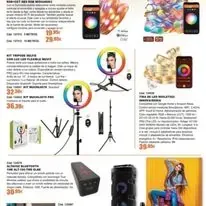 Un folleto para una variedad de productos que incluye un anillo de luz y un altavoz.