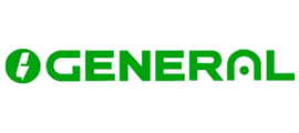 Un logotipo general verde y blanco sobre un fondo blanco.