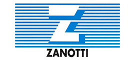 Un logotipo de rayas azules y blancas para Zanotti.