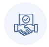 Un apretón de manos con una marca de verificación.