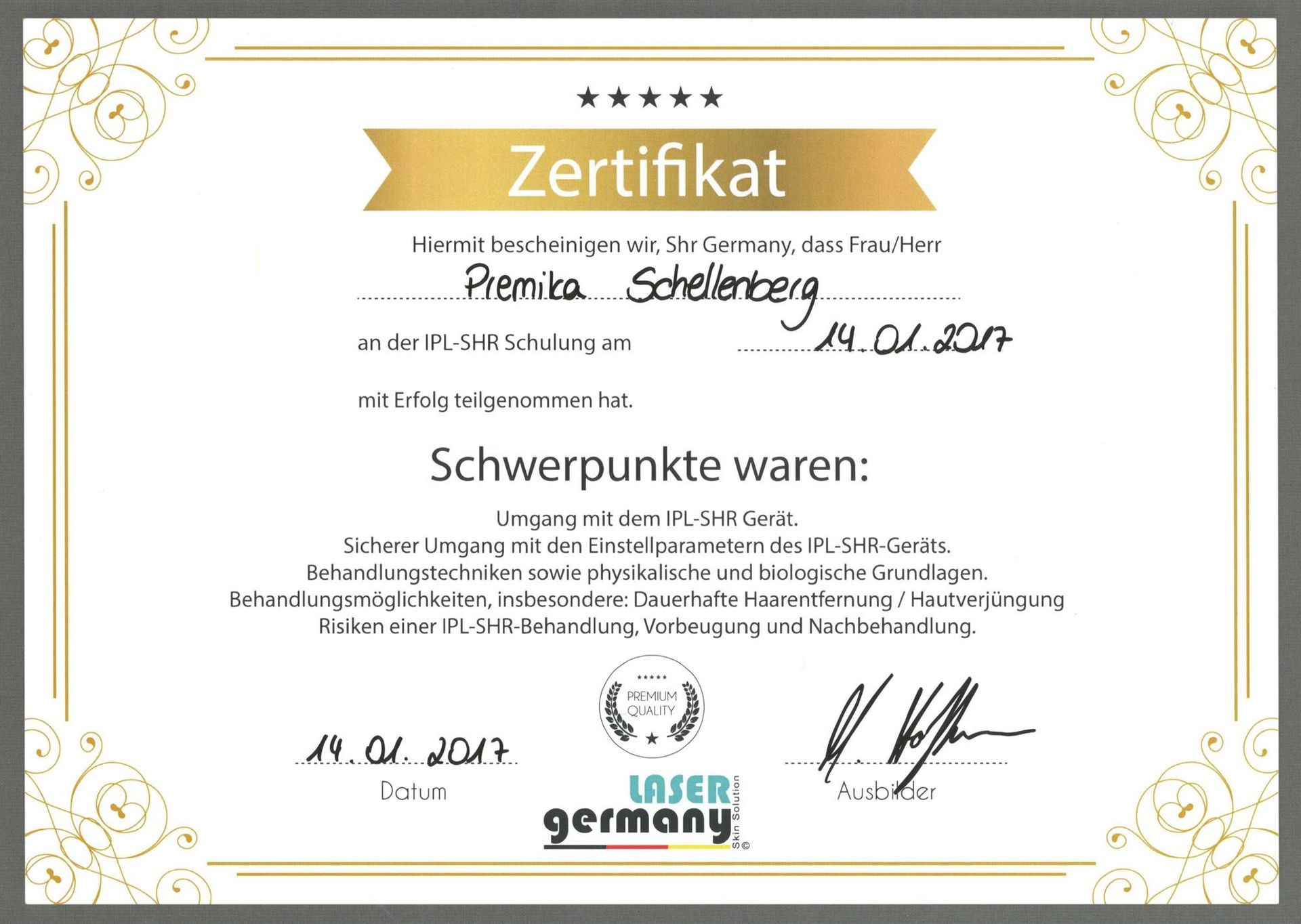 Premika Schellenberg - Haarentfernung Zürcher Unterland - Winkel ZH