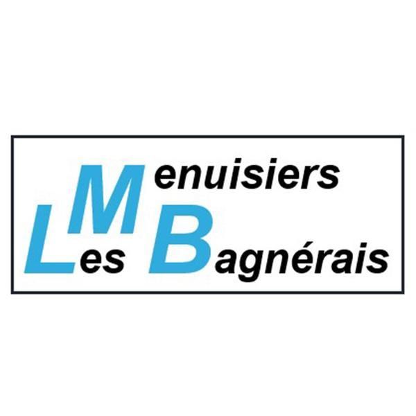 Logo for L'MB Menuisiers Les Bagnérais, blue letters over black.