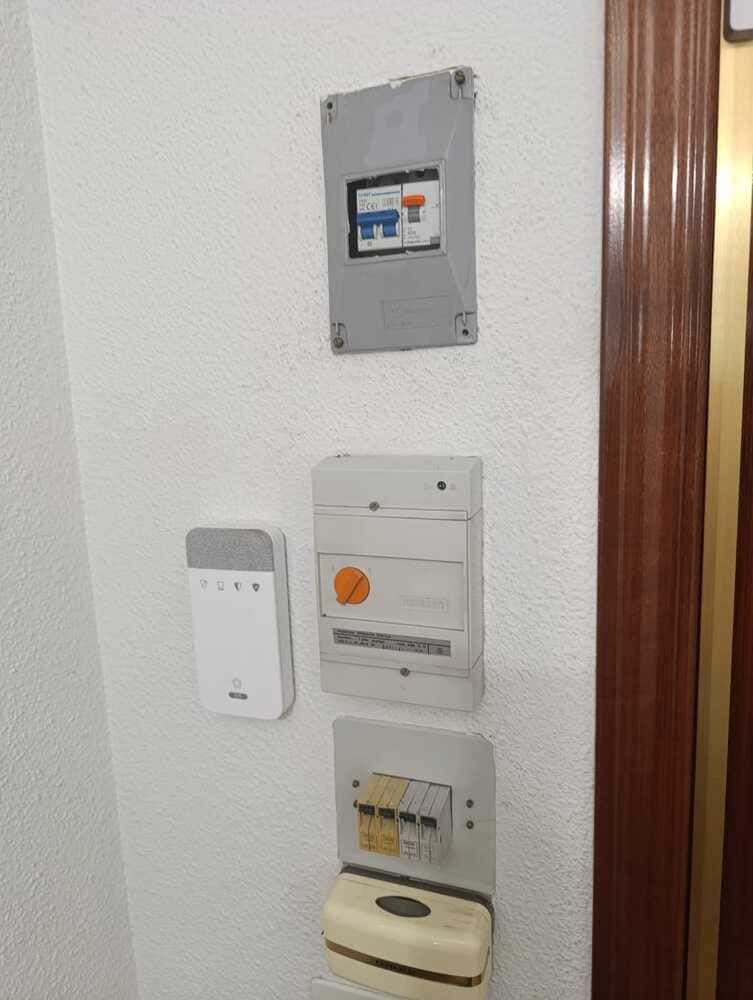 Panel eléctrico, medidor y otros dispositivos montados en una pared