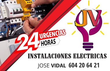 Un logotipo para el electricista José Vidal sobre un fondo blanco.