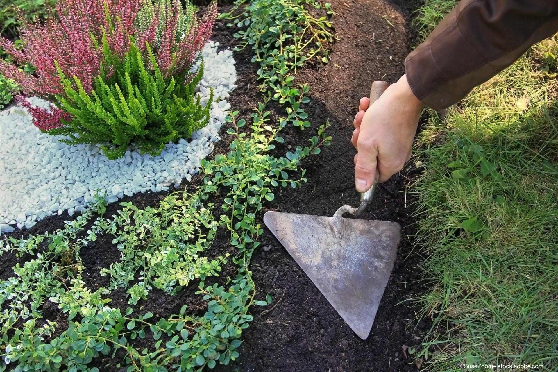 Gärtner beim bepflanzen von Gräbern