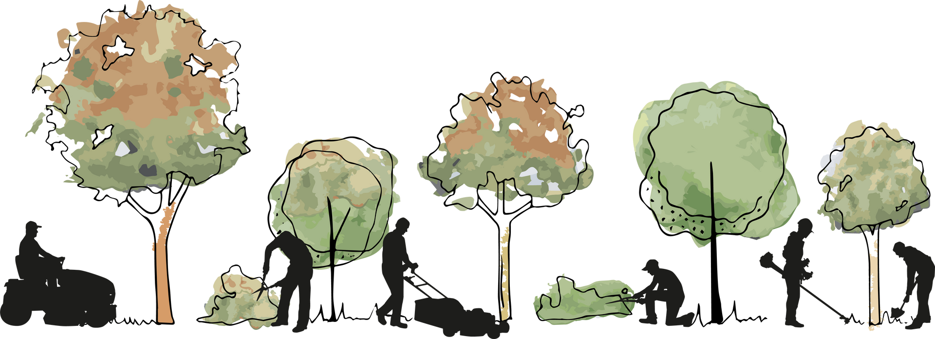 Hintergrundbild mit Bäumen und Grünpflegern