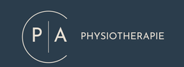 Ein Logo für PA Physiotherapie auf blauem Hintergrund