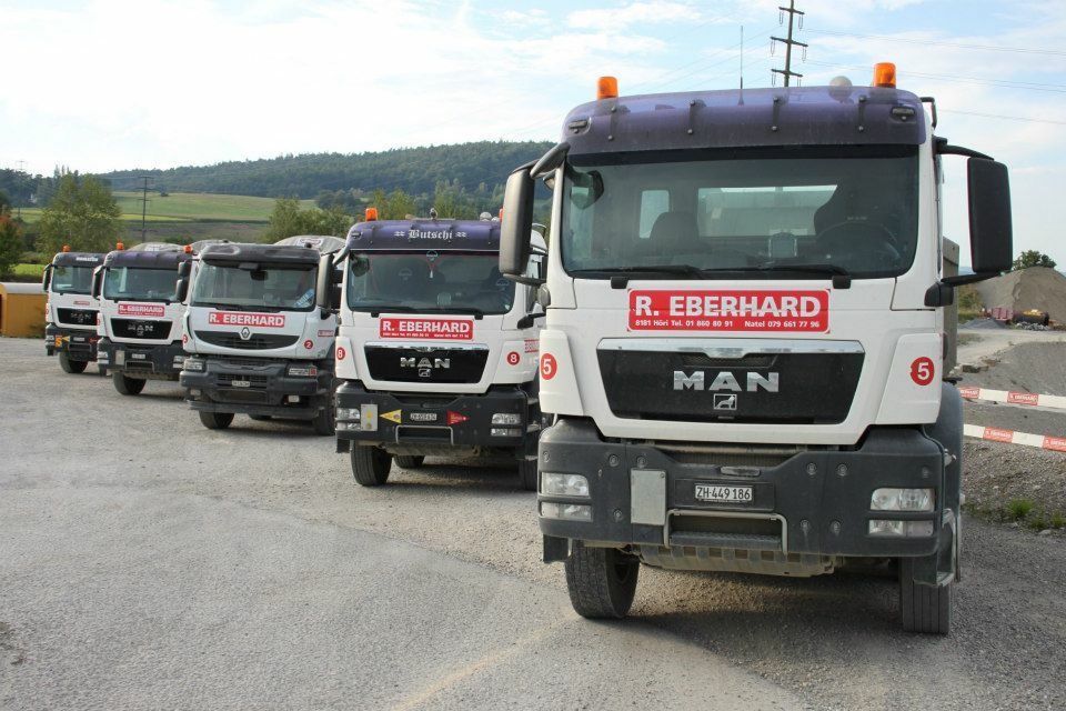 Transporte LKW pakiert Kiesgrube - Eberhard Kies + Transport AG in Höri
