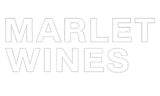 El texto "MARLET WINES" en letras grandes, en negrita, blancas y con contorno sobre un fondo negro.