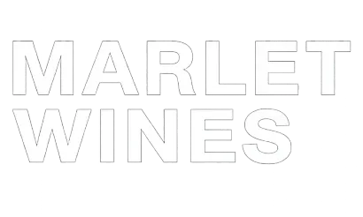 El texto "MARLET WINES" en letras grandes, en negrita, blancas y con contorno sobre un fondo negro.