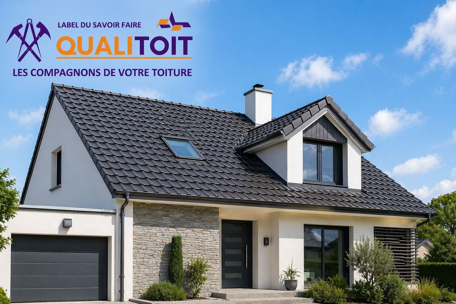 Une maison et le logo de Qualitoit.