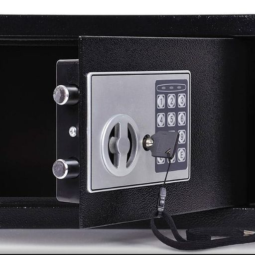 Una caja fuerte digital con una llave dentro
