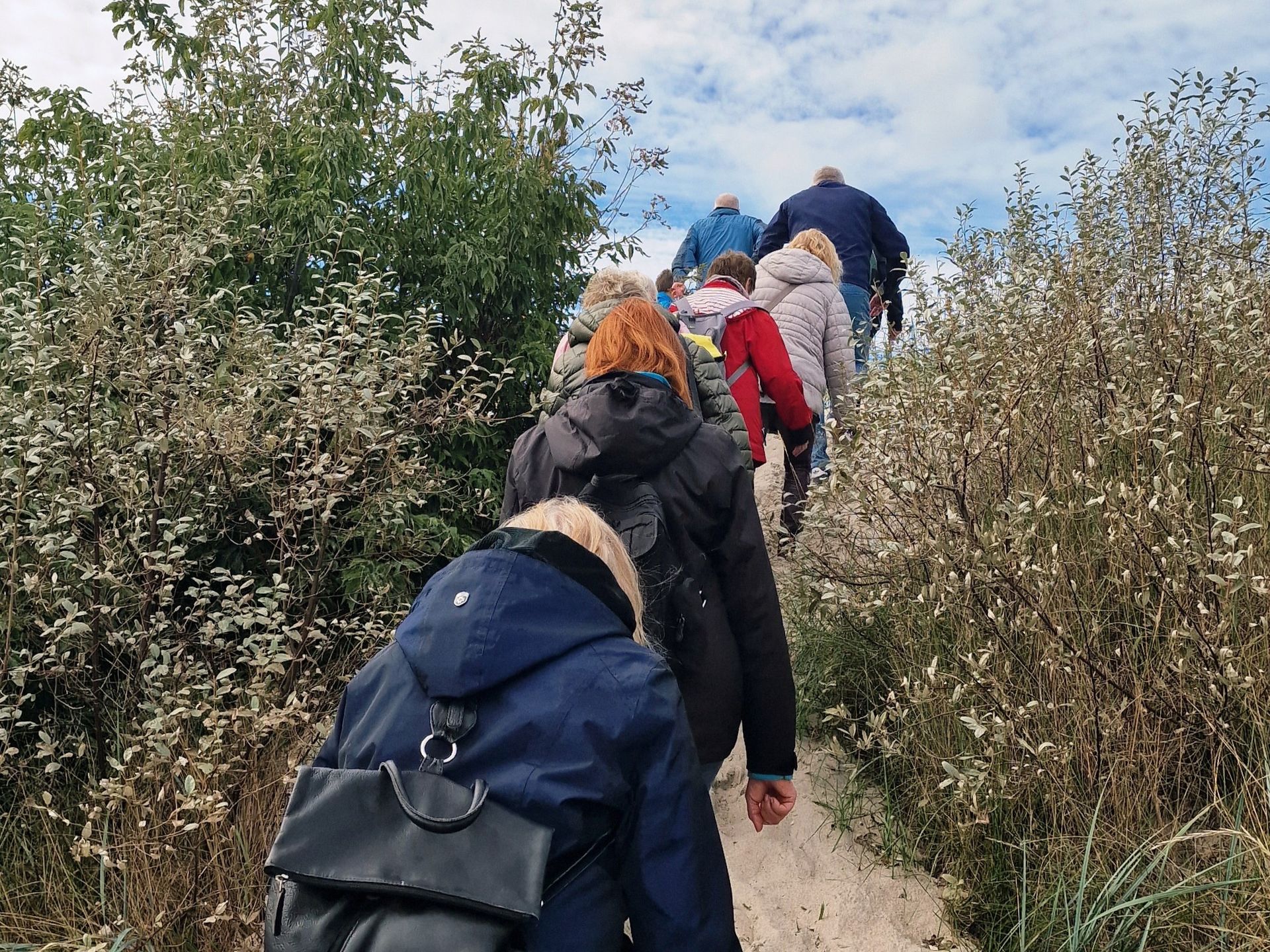 Ein Strandabschnitt wird von Menschen besichtigt