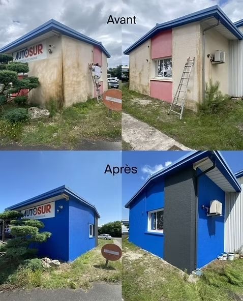 Comparaison : photos avant/après d'un bâtiment peint