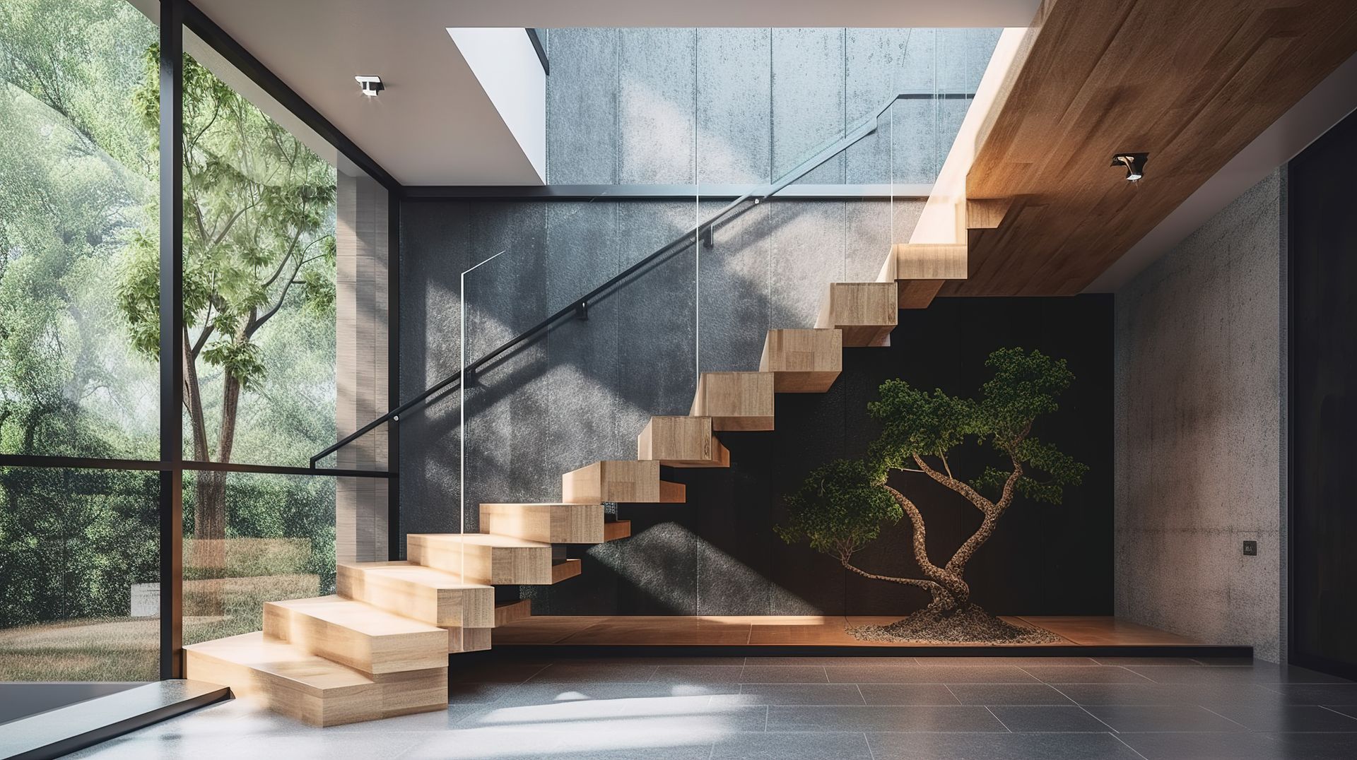 Escalier en bois avec rambarde à Alès