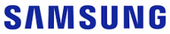 Sininen SAMSUNG-logo valkoisella taustalla