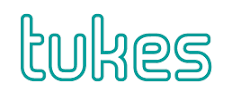 Turkoosinvärinen ääriviivallinen ”tukes”-logo valkoisella taustalla