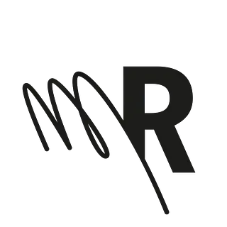 Un logotipo en blanco y negro para una empresa llamada mr.