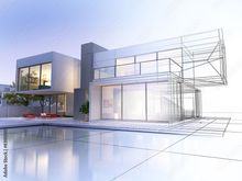 Zeichnung eines modernen Hauses