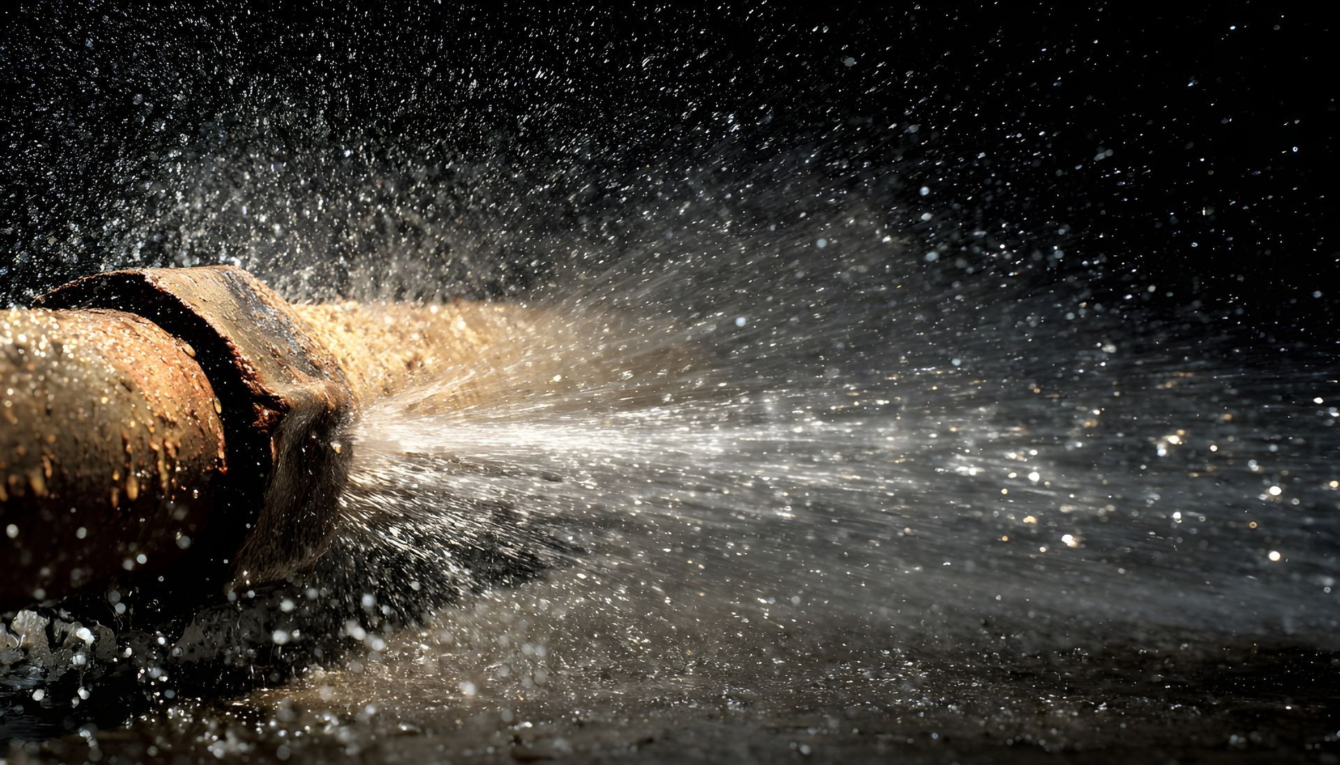 Un jet d’eau projeté par un embout de tuyau.