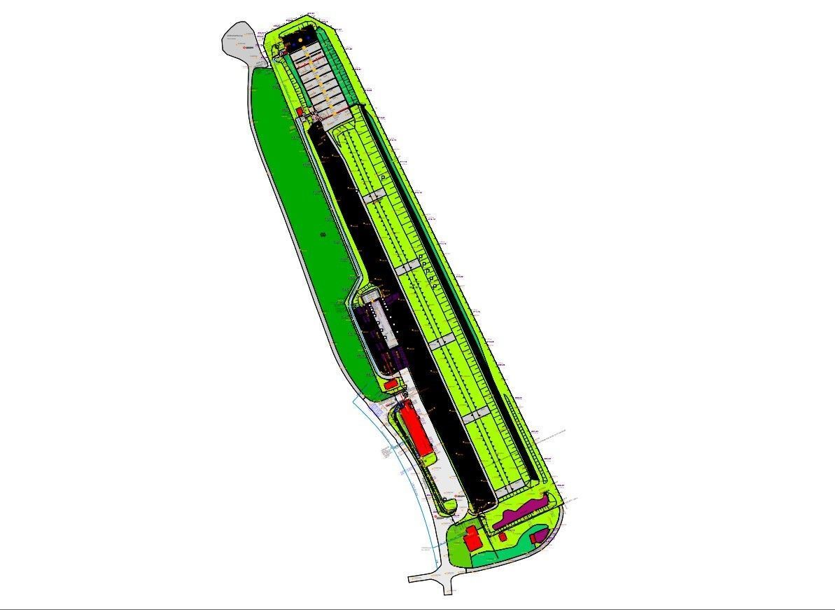 Grün-schwarze, längliche Struktur mit verschiedenen Farben und Details, möglicherweise ein technischer Entwurf oder ein Schema.