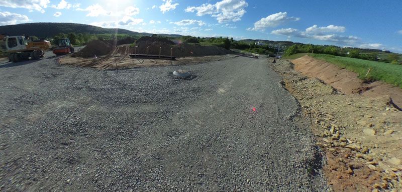 Foto zum Bauzustand des Gewerbe- und Industriegebietes nach FSS-Einbau als 360-Grad Panorama