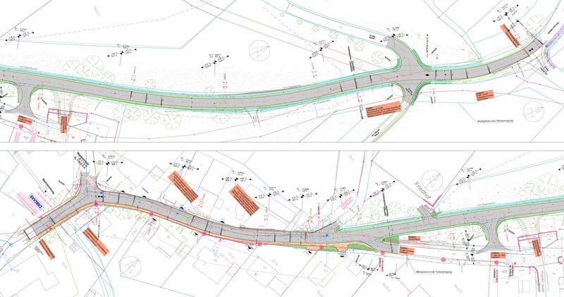 Lageplan der Verkehrsanlagen der Ortsstraße