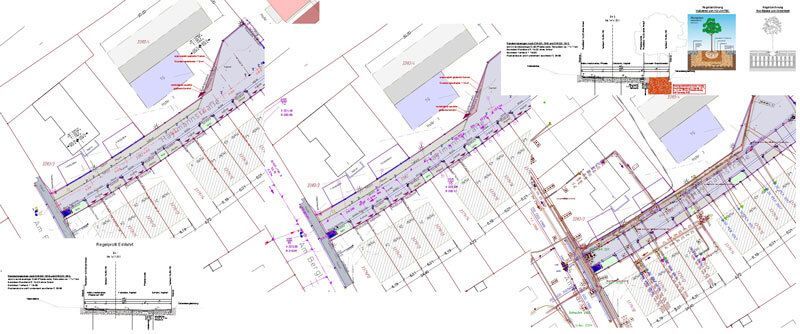Bestandsplan nach Fertigstgellung Straße Entwässerung Sparten