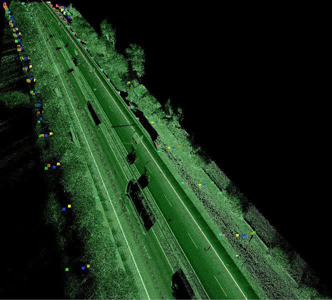 Laserscanning Seitenräume BAB bis Zaun