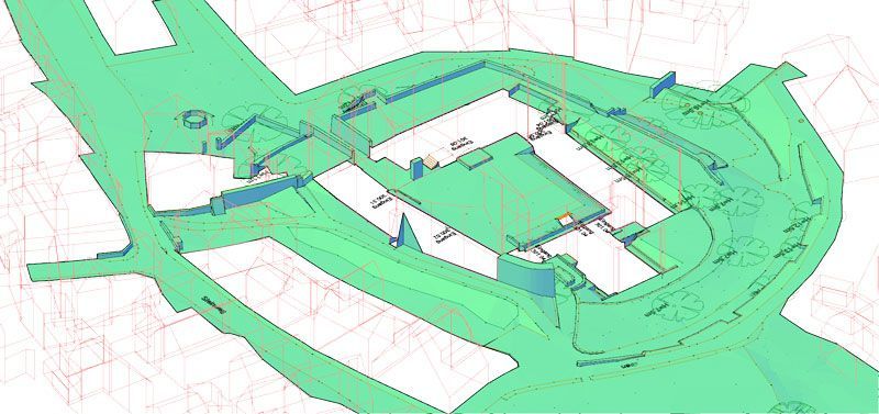 Vermessung als 3D Modell von Nord-Osten (koloriert)