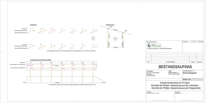 Lageplan für die Vermessung der Beweissicherung
