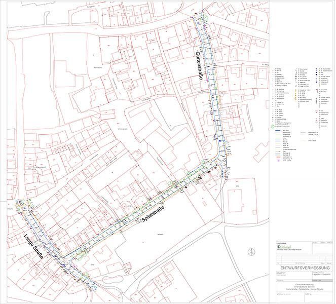 Lageplan für die Vermessung der Spitalstraße Innerorts