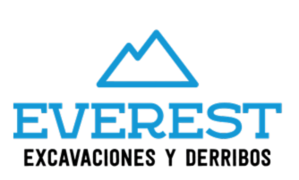 Blue mountain logo above "EVEREST" text; "EXCAVACIONES Y DERRIBOS" below.