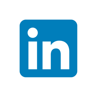 Logo LinkedIn : lettres in blanches et un point sur un carré bleu.
