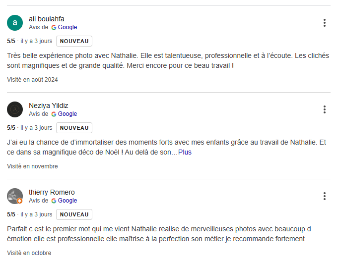 Liste d'avis google