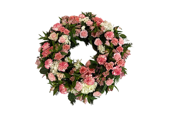 Couronne de fleurs roses et blanches