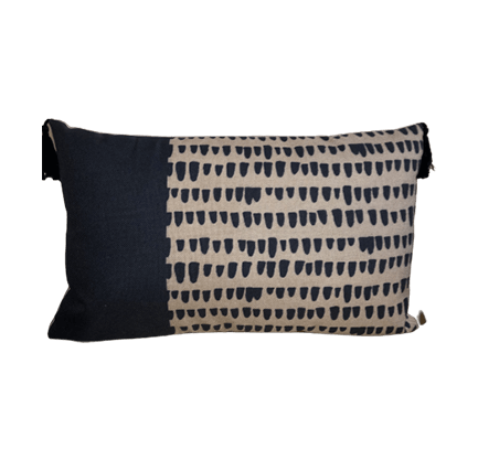 Coussin bleu et beige