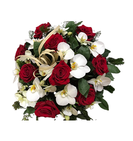 Bouquet de roses et d'orchidées