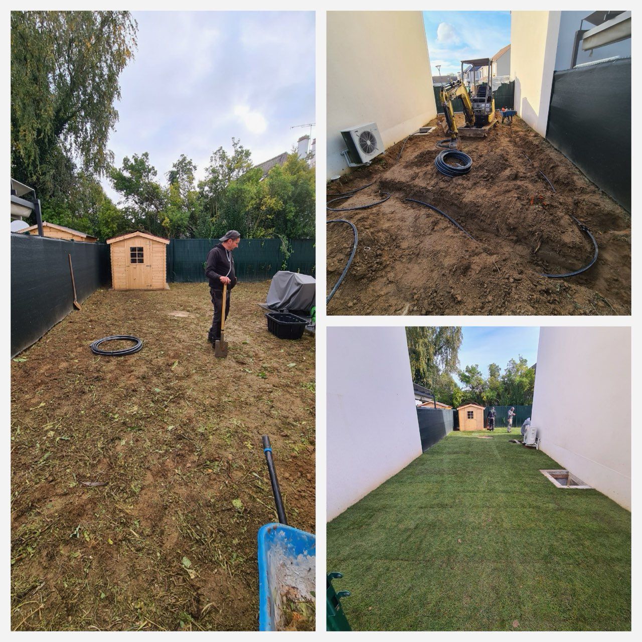 Montage photos de l'installation de gazon synthétique