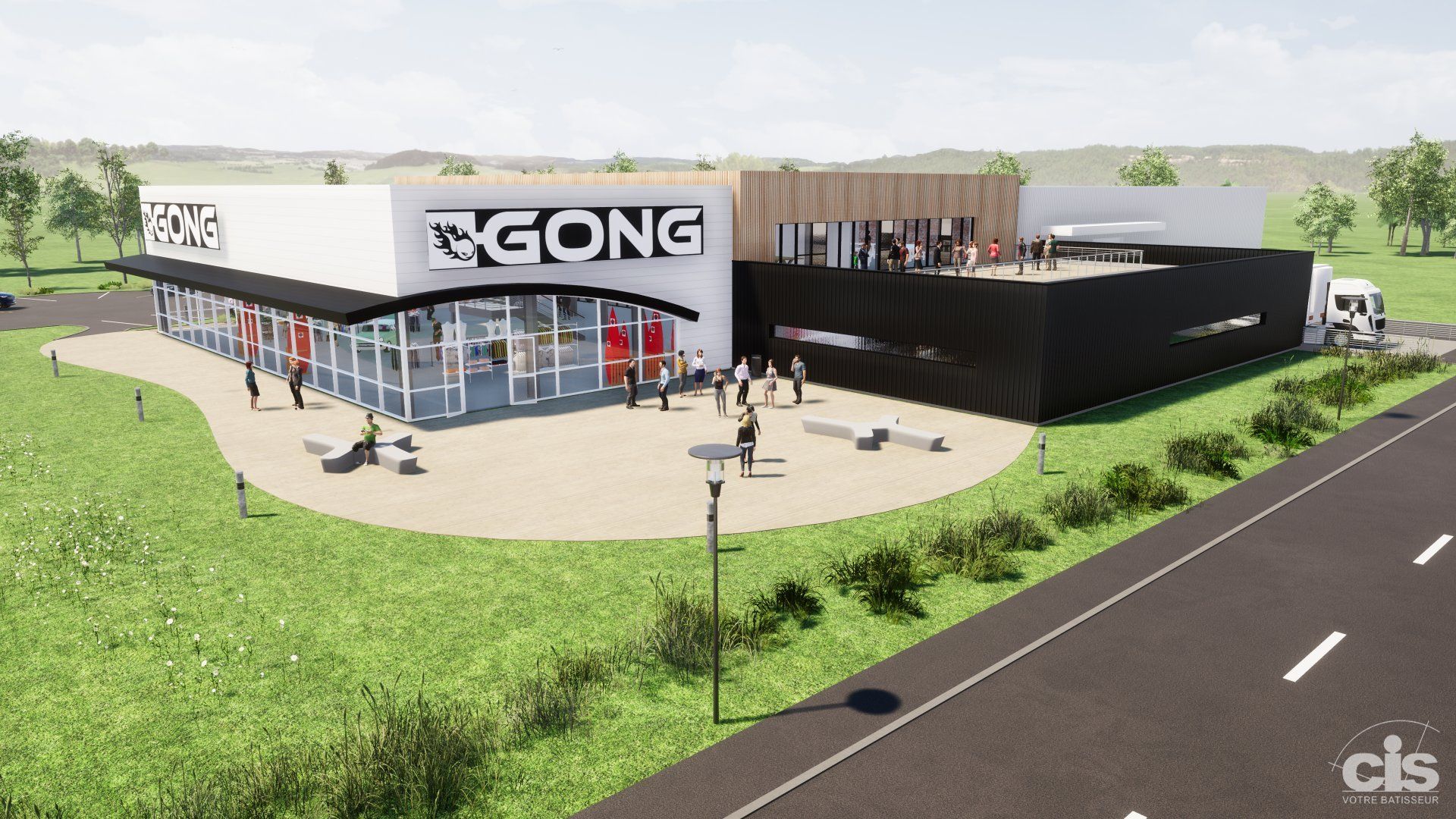 La construction du futur bâtiment mixte GONG SUP à Saint Nazaire.