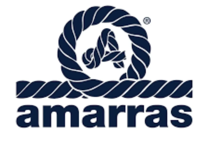 Logotipo de Amarras, con una cuerda azul oscuro que rodea una