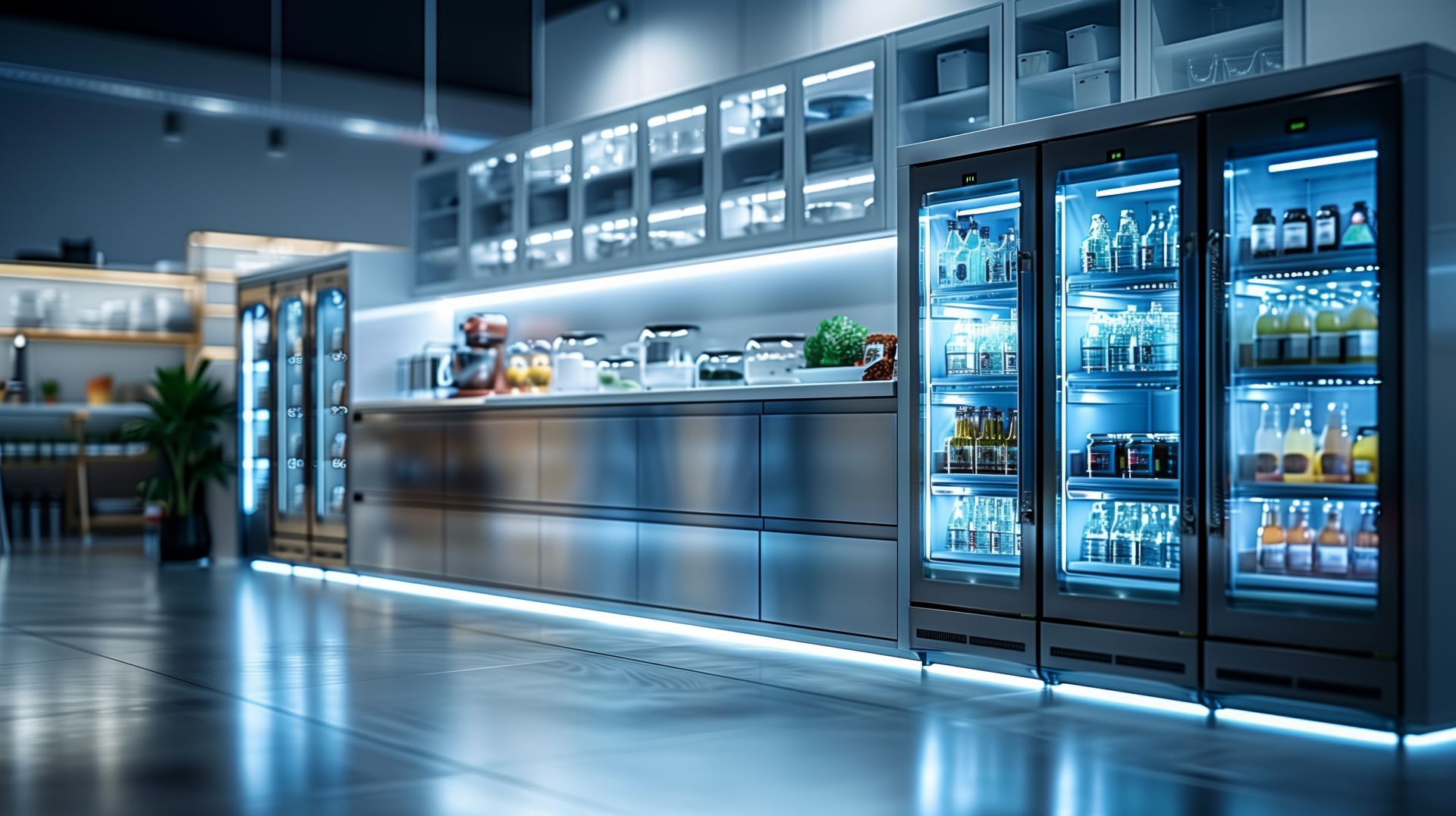 Grosse Industrieventilatoren, die vom Sonnenlicht beleuchtet werden.