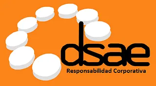Un logotipo para dsae sobre un fondo naranja.