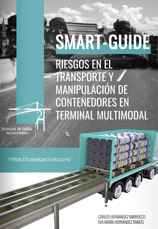 A book titled smart guide riesgos en el transporte y manipulación de contenedores en terminal multimodal