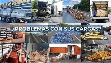 Un collage de imágenes de camiones con las palabras problemas con sus cargas