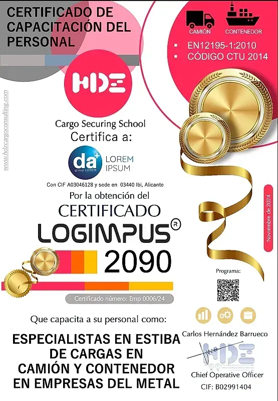 A poster that says ' certificado de capacitacion del personal ' on it