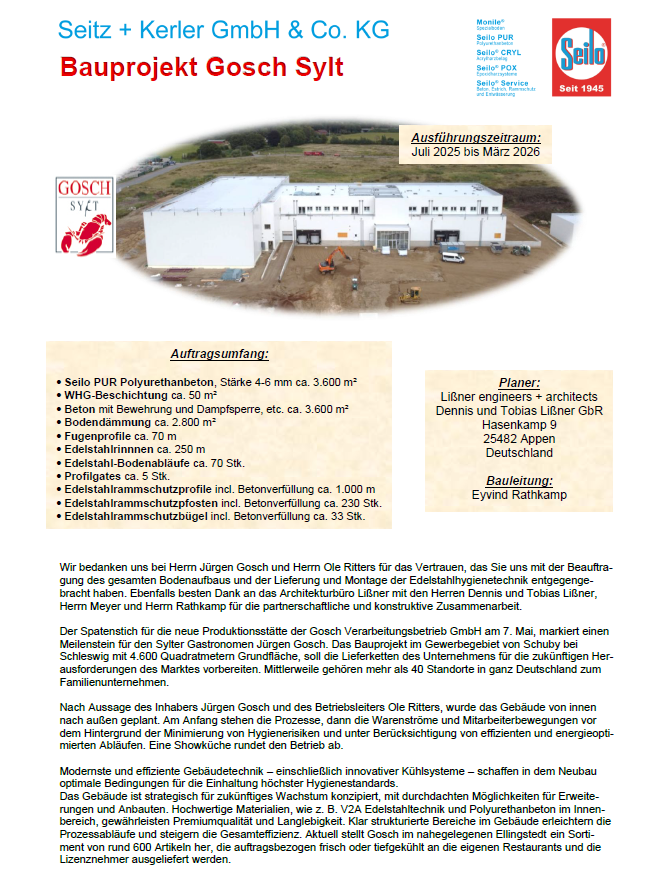 Aktuelles aus dem Hause Seitz + Kerler Bauprojekt Gosch Sylt