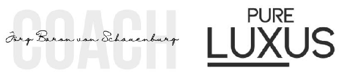 Logo mit dem Wort „COACH“ im Hintergrund, der Unterschrift von „Jorg Baranowski Siebenburg“ und den unterstrichenen Worten „PURE LUXUS“.