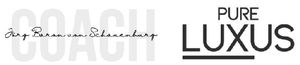 Logo mit dem Wort „COACH“ im Hintergrund, der Unterschrift von „Jorg Baranowski Siebenburg“ und den unterstrichenen Worten „PURE LUXUS“.