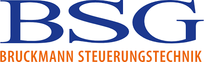 Logo with blue “BSG” and orange “BRUCKMANN STEUERUNGSTECHNIK” text on a white background